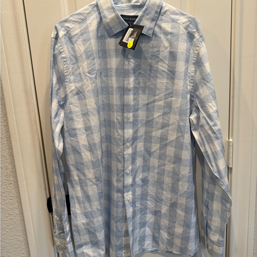 Stylish Light Blue Checkered Men's Shirt